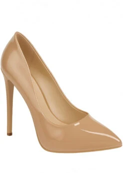 YOU NEED ME GLOSSY NUDE HEEL PUMP