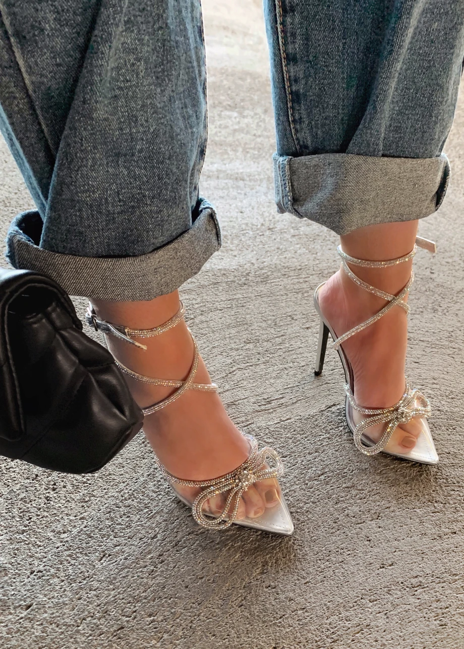 MORE SPARKLE BOW CLEAR HEELS 5 MORE SPARKLE BOW CLEAR HEELS - Image 4