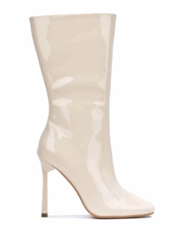 STEAL THE NIGHT OFF WHITE PATENT BOOT