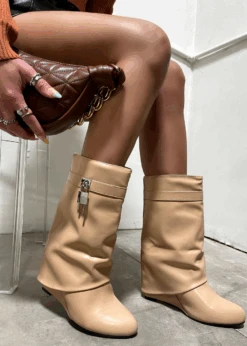I'M ALL THAT NUDE WEDGE BOOT