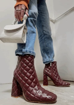 GIVING IT ALL BROWN QUILTED BOOTIES